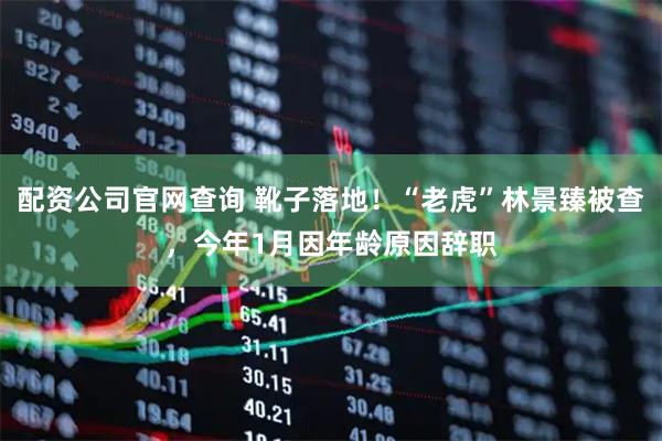 配资公司官网查询 靴子落地！“老虎”林景臻被查，今年1月因年龄原因辞职